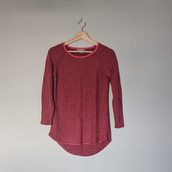 Jana salmon/coral ribbed cotton blend sweater, small - Picture 1 of 11